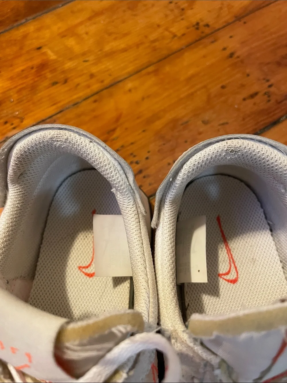 Nike Women's Sneakers in White with Beige and Coral Accents